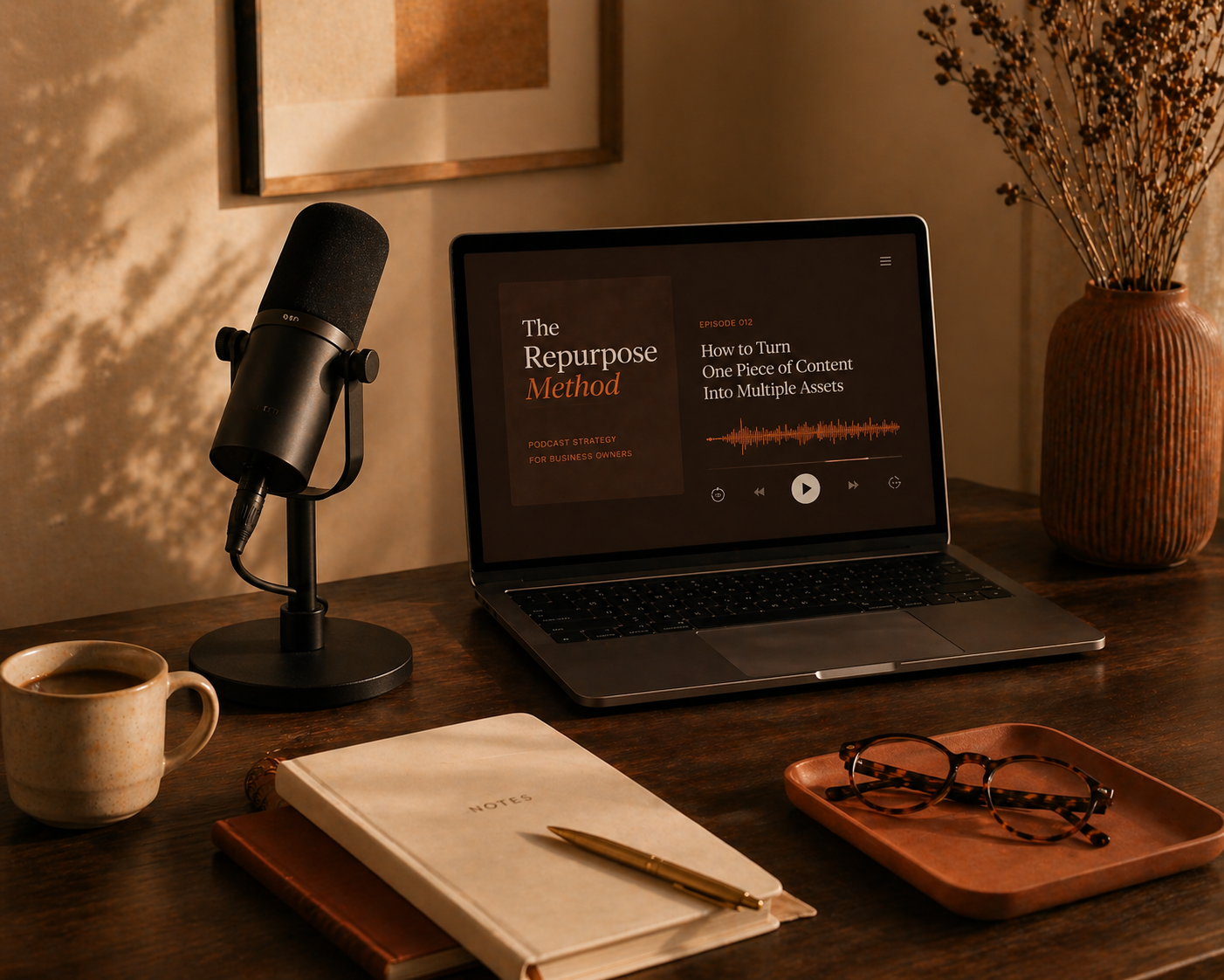 Podcast repurposing ecosystem on screen